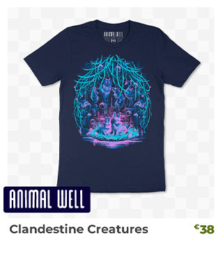 Animal Well Clandestine Creatures Shirt is back in stock at Fangamer.eu