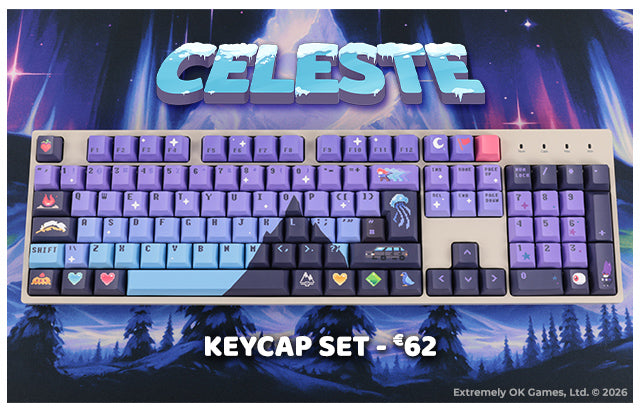 New Celeste keycap set available at fangamer.eu