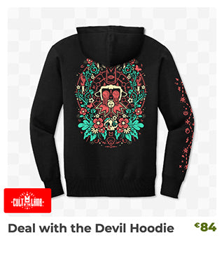 Deal with the Devil Hoodie is back in stock at Fangamer.eu