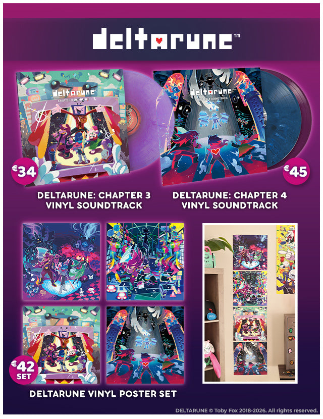 Deltarune Chapter 3 and Chapter 4 Vinyl now available at fangamer.eu