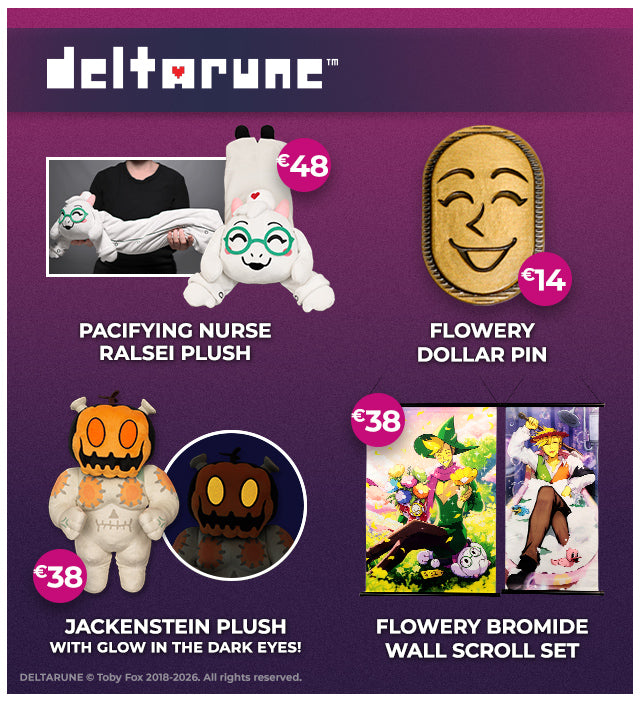New DELTARUNE merch available now at Fangamer.eu!