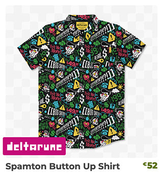 Spamton Button Up Shirt is back in stock at Fangamer.eu