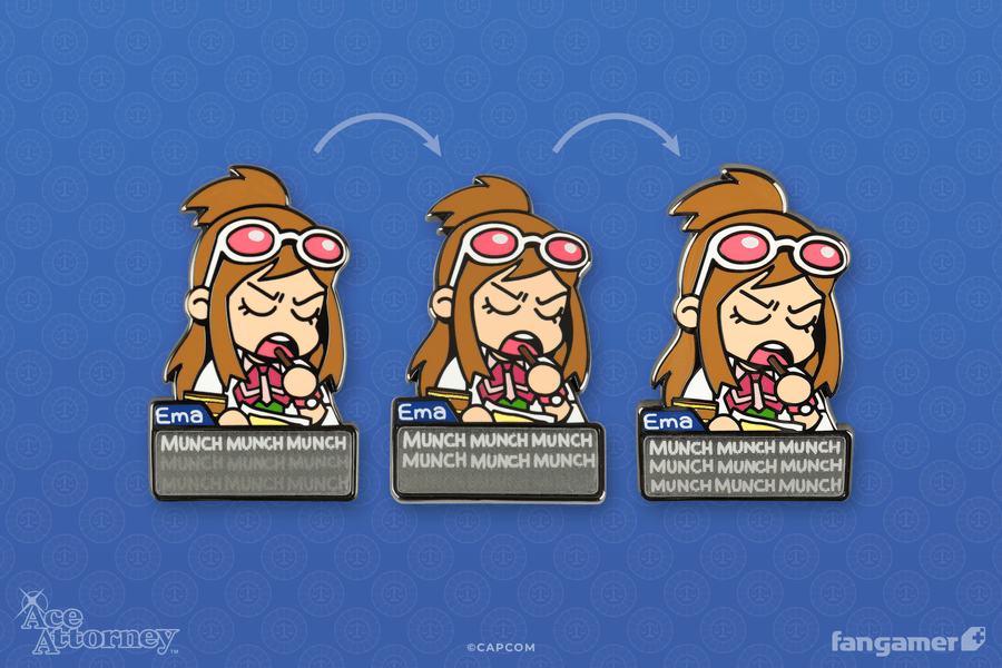 Snacking Ema Lenticular Pin - Ace Attorney