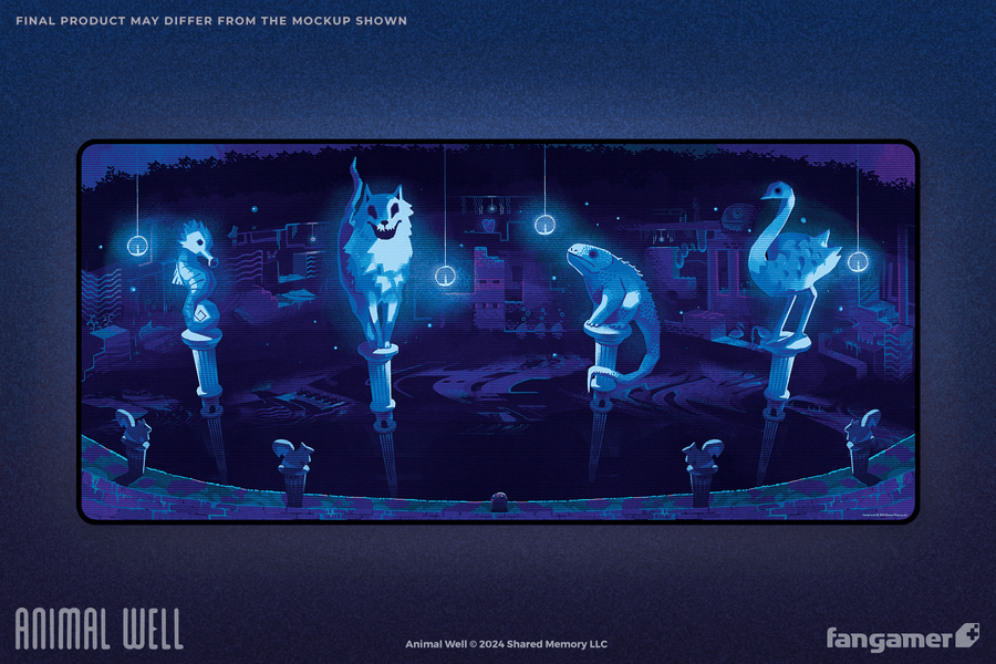 Effigies in the Depths Desk Mat - Animal Well