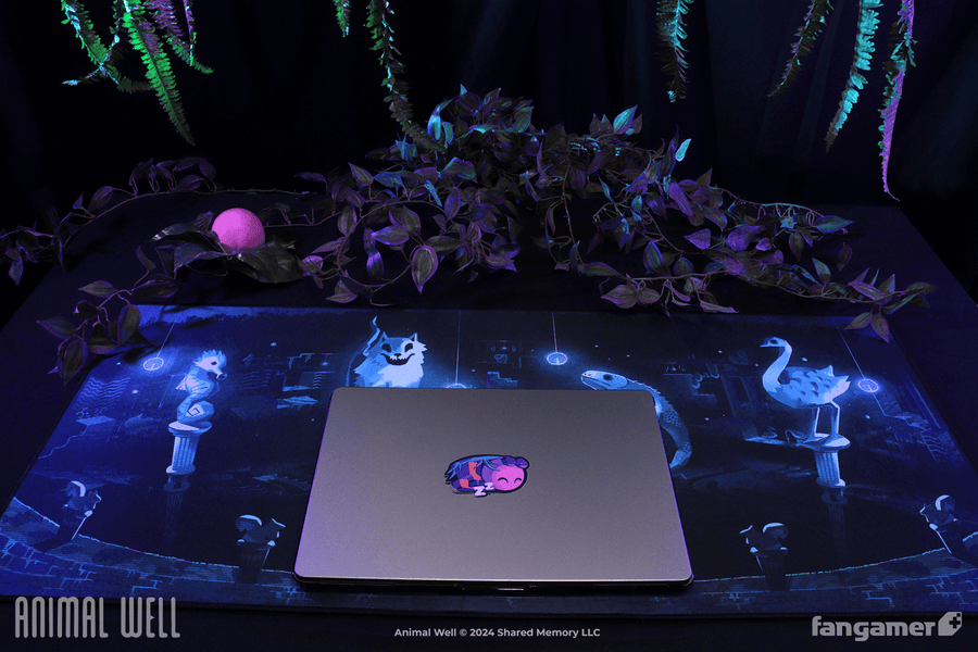 Effigies in the Depths Desk Mat - Animal Well