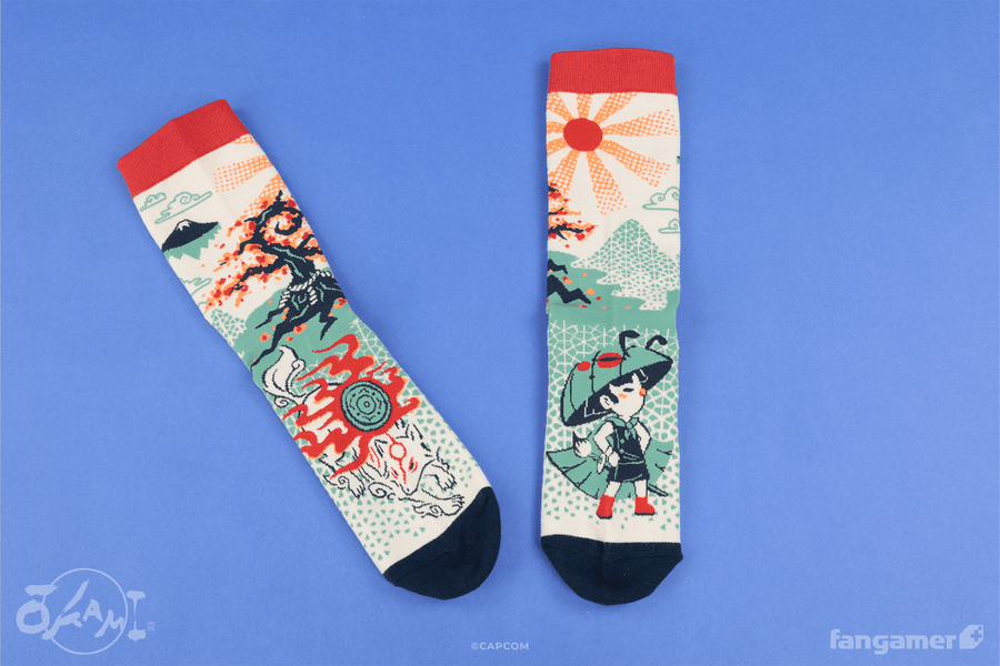 Amaterasu and Issun Socks - Okami
