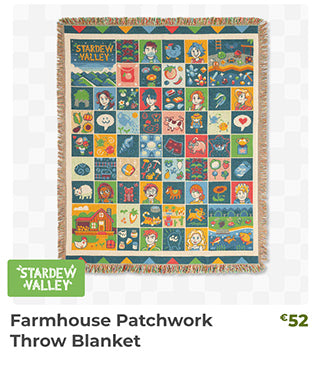 Farmhouse Patchwork Throw Blanket is back in stock at Fangamer.eu