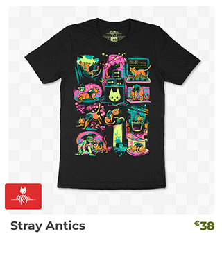 Stray Antics T-Shirt is back in stock at fangamer.eu