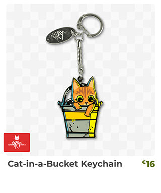 Cat-in-a-Bucket Keychain is back in stock at fangamer.eu