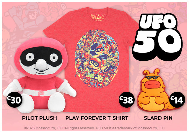 UFO 50 merch is available at Fangamer.eu