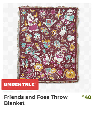 Friends and Foes Throw Blanket is back in stock at Fangamer.eu